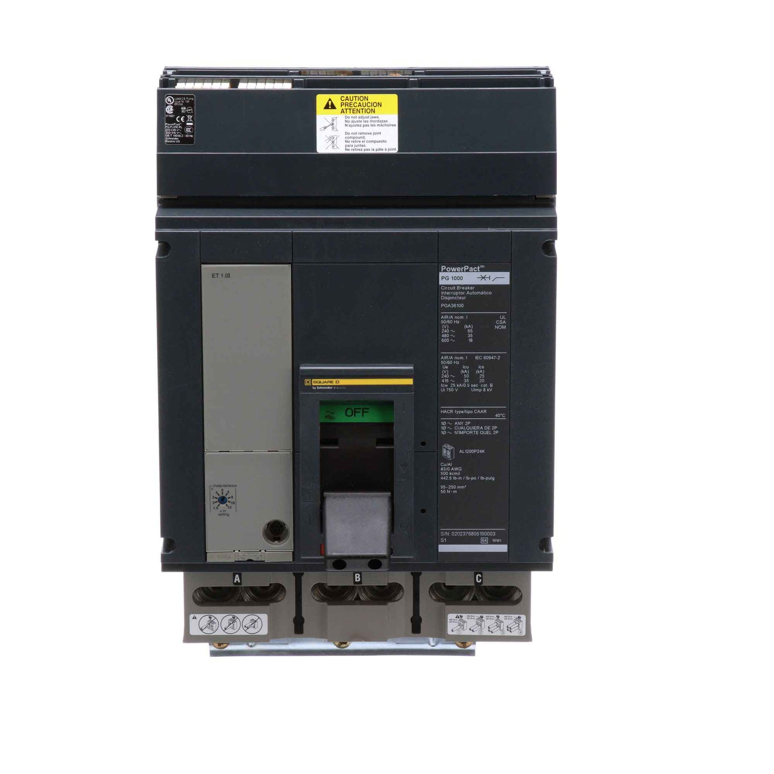 PGA36100 - Square D - Molded Case Circuit Breaker